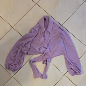 SHEIN Curve Lilac Wrap Blouse